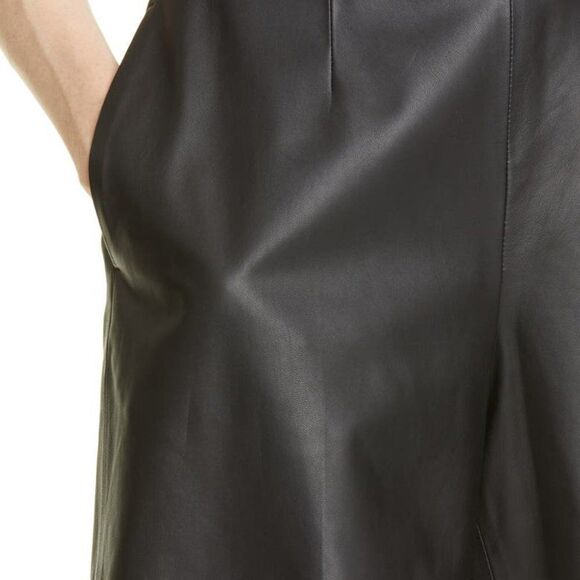 Vince Women's Black Leather Hidden Side Zipper Summery Style Shorts Size - Picture 5 of 16